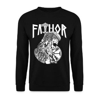 Proud Norse Viking Papa Vathor Father - Unisex Sweatshirt - black - Front - Alina (178cm) & Michal (187cm)