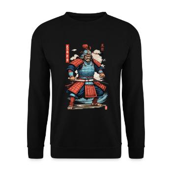 Vintage Ukiyo-E Style Japanese Samurai Artwork - Unisex Sweatshirt - black - Front - Alina (178cm) & Michal (187cm)