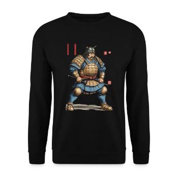 Oeuvres d’art vintage de samouraïs japonais de style Ukiyo-E - Sweat-shirt Unisexe - noir - Devant - Alina (178cm) & Michal (187cm)