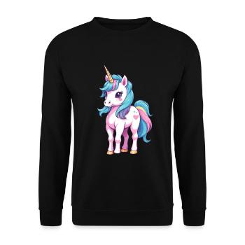 Unique Unicorn Design Pastel Colors - Unisex Sweatshirt - black - Front - Alina (178cm) & Michal (187cm)