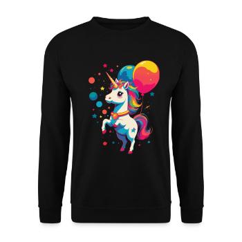 Einhorn Liebhaber Leuchtende Farben Design - Unisex Pullover - Schwarz - Vorne - Alina (178cm) & Michal (187cm)