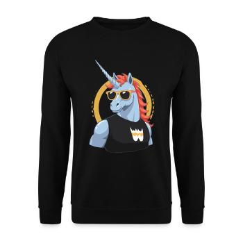 Papa Einhorn Lustiges Vatertag Design - Unisex Pullover - Schwarz - Vorne - Alina (178cm) & Michal (187cm)