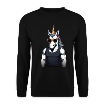Papa Einhorn Lustiges Vatertag Design - Unisex Pullover - Schwarz - Vorne - Alina (178cm) & Michal (187cm)