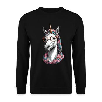 Einhorn Mama Lustige Einhörner Liebende Mutter - Unisex Pullover - Schwarz - Vorne - Alina (178cm) & Michal (187cm)