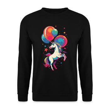 Lustige Einhörner Süßes Einhorn Leuchtende Farben - Unisex Pullover - Schwarz - Vorne - Alina (178cm) & Michal (187cm)