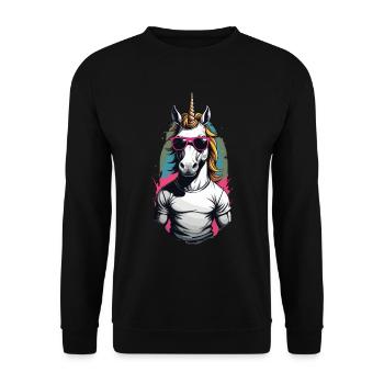 Papa Einhorn Lustiges Vatertag Design - Unisex Pullover - Schwarz - Vorne - Alina (178cm) & Michal (187cm)