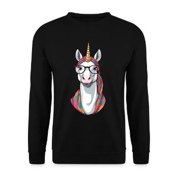 Einhorn Mama Stylische Einhorn Frau Muttertag - Unisex Pullover - Schwarz - Vorne - Alina (178cm) & Michal (187cm)
