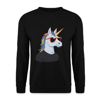 Papa Einhorn Lustiges Vatertag Design - Unisex Pullover - Schwarz - Vorne - Alina (178cm) & Michal (187cm)