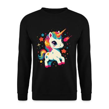 Fille Licorne d’anniversaire unique - Sweat-shirt Unisexe - noir - Devant - Alina (178cm) & Michal (187cm)
