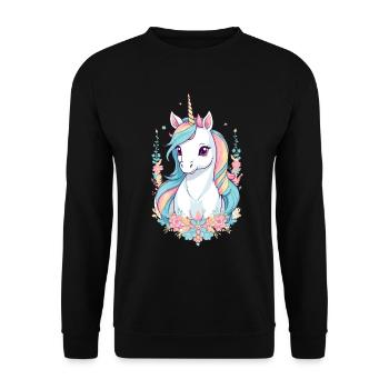 Funny Unicorns Pastel Colors - Unisex Sweatshirt - black - Front - Alina (178cm) & Michal (187cm)