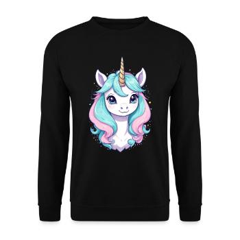 Pastel Colors Funny Unicorns for Unicorn - Unisex Sweatshirt - black - Front - Alina (178cm) & Michal (187cm)
