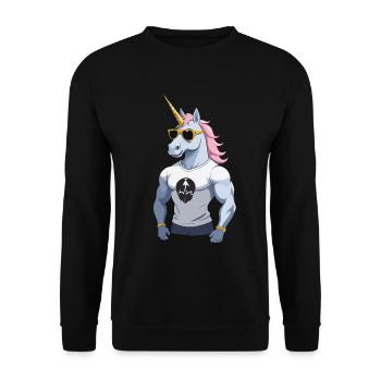 Papa Einhorn Lustiges Vatertag Design - Unisex Pullover - Schwarz - Vorne - Alina (178cm) & Michal (187cm)