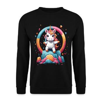 Lustige Einhörner Süßes Einhorn Mädchen - Unisex Pullover - Schwarz - Vorne - Alina (178cm) & Michal (187cm)