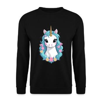 Unique Unicorn Lover Pastel Colors - Unisex Sweatshirt - black - Front - Alina (178cm) & Michal (187cm)
