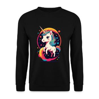 Amoureux de la licorne Drôle Mignon Licorne Design - Sweat-shirt Unisexe - noir - Devant - Alina (178cm) & Michal (187cm)
