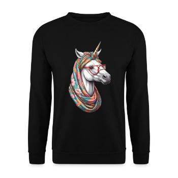 Einhorn Mama Lustige Einhörner Liebende Mutter - Unisex Pullover - Schwarz - Vorne - Alina (178cm) & Michal (187cm)