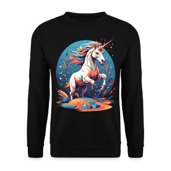 Unique Birthday Motif Funny Unicorns - Unisex Sweatshirt - black - Front - Alina (178cm) & Michal (187cm)