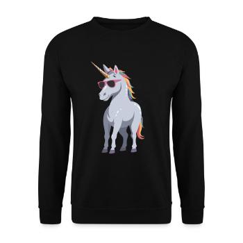 Papa Einhorn Lustiges Vatertag Design - Unisex Pullover - Schwarz - Vorne - Alina (178cm) & Michal (187cm)