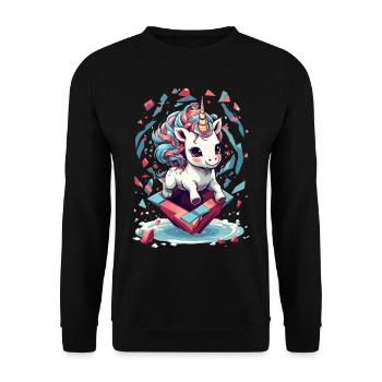 Jolie Licorne Fille Licornes Drôles - Sweat-shirt Unisexe - noir - Devant - Alina (178cm) & Michal (187cm)