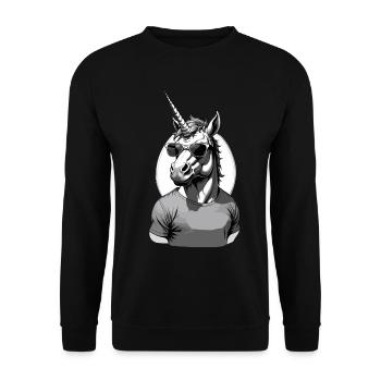 Drôle de fête des pères Design papa licorne - Sweat-shirt Unisexe - noir - Devant - Alina (178cm) & Michal (187cm)