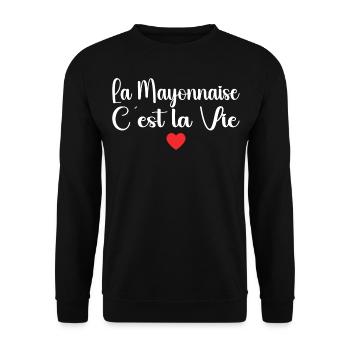 La Mayonnaise C'est La Vie - Sweat-shirt Unisexe - noir - Devant - Alina (178cm) & Michal (187cm)