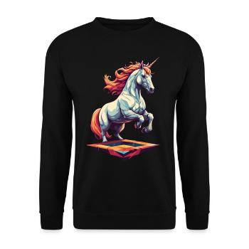 Funny Unicorns Unique Birthday Motif - Unisex Sweatshirt - black - Front - Alina (178cm) & Michal (187cm)