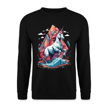 Lustige Einhörner Leuchtende Farben Einhorn - Unisex Pullover - Schwarz - Vorne - Alina (178cm) & Michal (187cm)