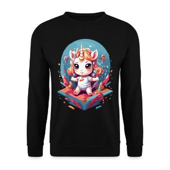 Unique Birthday Cute Unicorn Design - Unisex Sweatshirt - black - Front - Alina (178cm) & Michal (187cm)