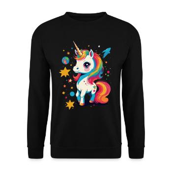 Unique Birthday Motif Unicorn Lover - Unisex Sweatshirt - black - Front - Alina (178cm) & Michal (187cm)