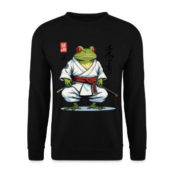 Samouraï Grenouille Vintage Ukiyo-e Style Esthétique - Sweat-shirt Unisexe - noir - Devant - Alina (178cm) & Michal (187cm)