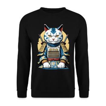 Chat de samouraï Japonais Samouraï Conception d’œuvres d’art - Sweat-shirt Unisexe - noir - Devant - Alina (178cm) & Michal (187cm)
