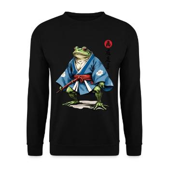 Samurai Frosch Vintage Ukiyo-e Stil Samurai Kunst - Unisex Pullover - Schwarz - Vorne - Alina (178cm) & Michal (187cm)