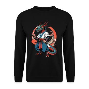 Samouraï Dragon Vintage Ukiyo-e Style Artwork - Sweat-shirt Unisexe - noir - Devant - Alina (178cm) & Michal (187cm)