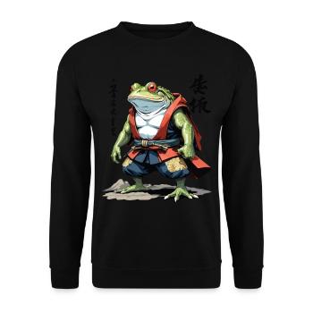 Samurai Frog Vintage Ukiyo-e Style Japan Art - Unisex Sweatshirt - black - Front - Alina (178cm) & Michal (187cm)