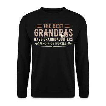 Die besten Opas haben Enkeltöchter, die reiten - Unisex Pullover - Schwarz - Vorne - Alina (178cm) & Michal (187cm)
