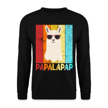 Funny Llama Dad Papalapap Perfect Father's Day - Unisex Sweatshirt - black - Front - Alina (178cm) & Michal (187cm)