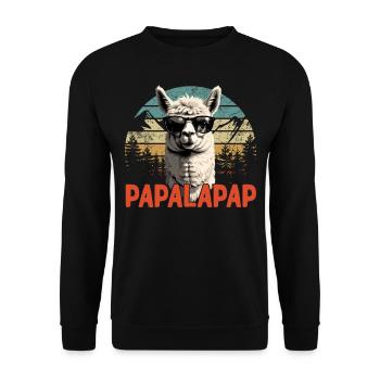 Funny Llama Dad Papalapap Perfect Father's Day - Unisex Sweatshirt - black - Front - Alina (178cm) & Michal (187cm)