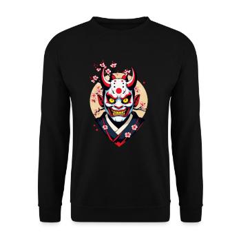 Oni Demon Mask Samurai Aesthetic Yokai - Unisex Sweatshirt - black - Front - Alina (178cm) & Michal (187cm)