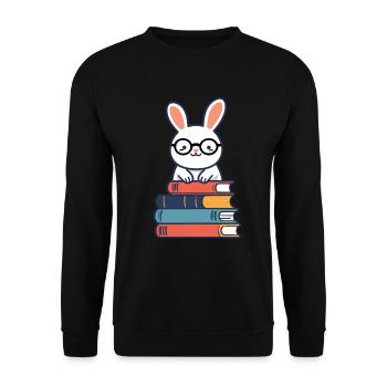 Lapin de lecture parfait de style rat de bibliothèque - Sweat-shirt Unisexe - noir - Devant - Alina (178cm) & Michal (187cm)