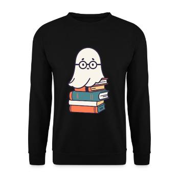 Reading Halloween Ghost Little Books Ghost - Unisex Sweatshirt - black - Front - Alina (178cm) & Michal (187cm)