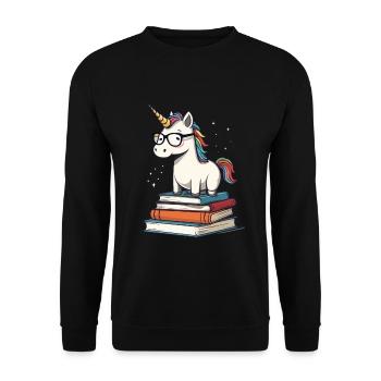 Einhorn Fantasie Geschichten Süßer Einhorn - Unisex Pullover - Schwarz - Vorne - Alina (178cm) & Michal (187cm)