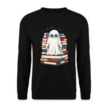 Reading Halloween Ghost Little Books Ghost - Unisex Sweatshirt - black - Front - Alina (178cm) & Michal (187cm)