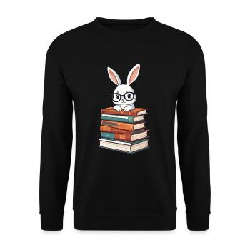Lesender Hase Perfekter Bücherwurm Stil - Unisex Pullover - Schwarz - Vorne - Alina (178cm) & Michal (187cm)
