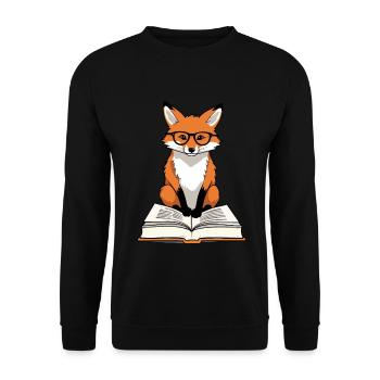 Mignon renard amoureux des livres avec des lunettes - Sweat-shirt Unisexe - noir - Devant - Alina (178cm) & Michal (187cm)
