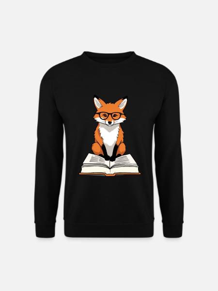 Niedlicher Buch Liebhaber Fuchs Mit Brille - Unisex Pullover - Schwarz