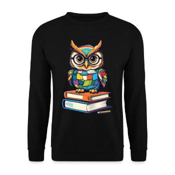 Livres hibou hibou amant mignon livre illustration - Sweat-shirt Unisexe - noir - Devant - Alina (178cm) & Michal (187cm)