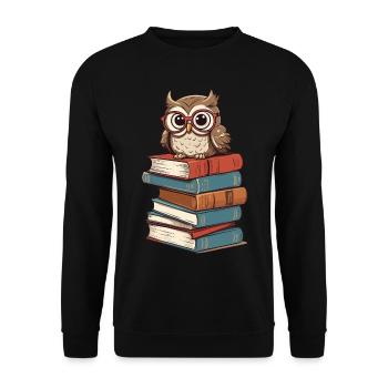 Books Owl for owl lovers and bookworms - Unisex Sweatshirt - black - Front - Alina (178cm) & Michal (187cm)