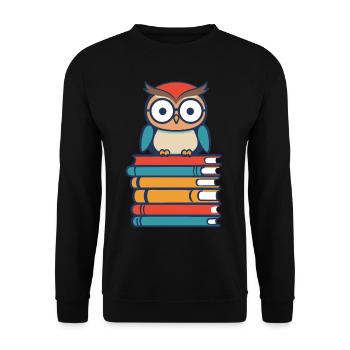 Books Owl Cute Bookworm Bookworm Bookworm - Unisex Sweatshirt - black - Front - Alina (178cm) & Michal (187cm)