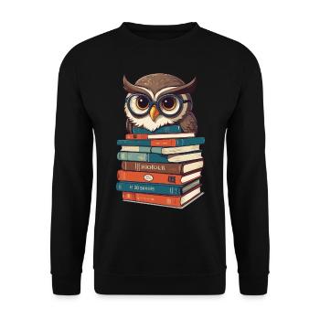 Owls Lover Cute Book Illustration - Unisex Sweatshirt - black - Front - Alina (178cm) & Michal (187cm)
