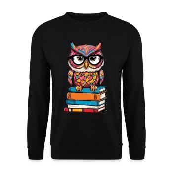 Livres Hibou pour les amoureux des hiboux et les rats de bibliothèque - Sweat-shirt Unisexe - noir - Devant - Alina (178cm) & Michal (187cm)